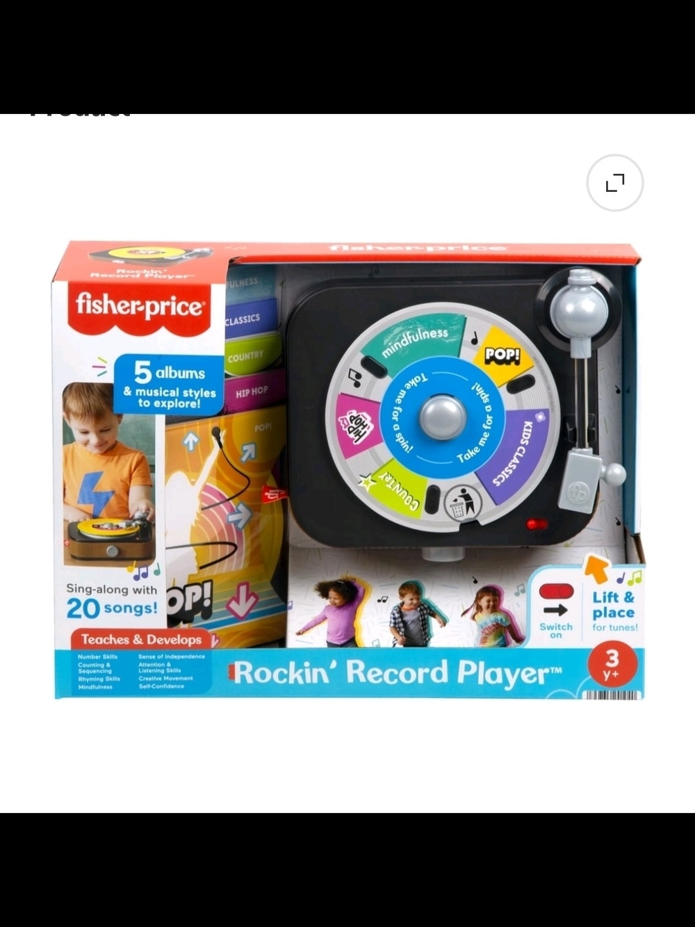 Fisher-Price Rockin’ Record Player Musical Toy with Turntable 5 Records boys gir